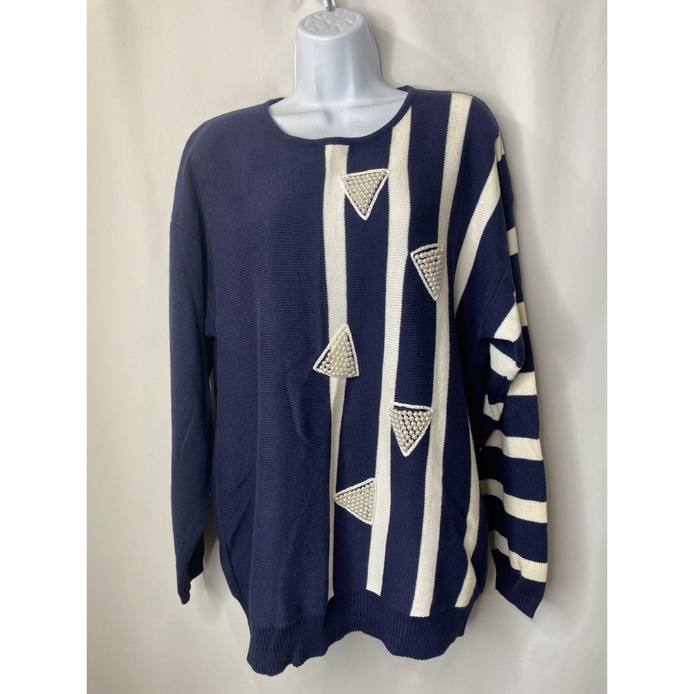 Vintage Cervelle Women's‎ Size Large America Coastal Nautical Navy Sailor Pearls